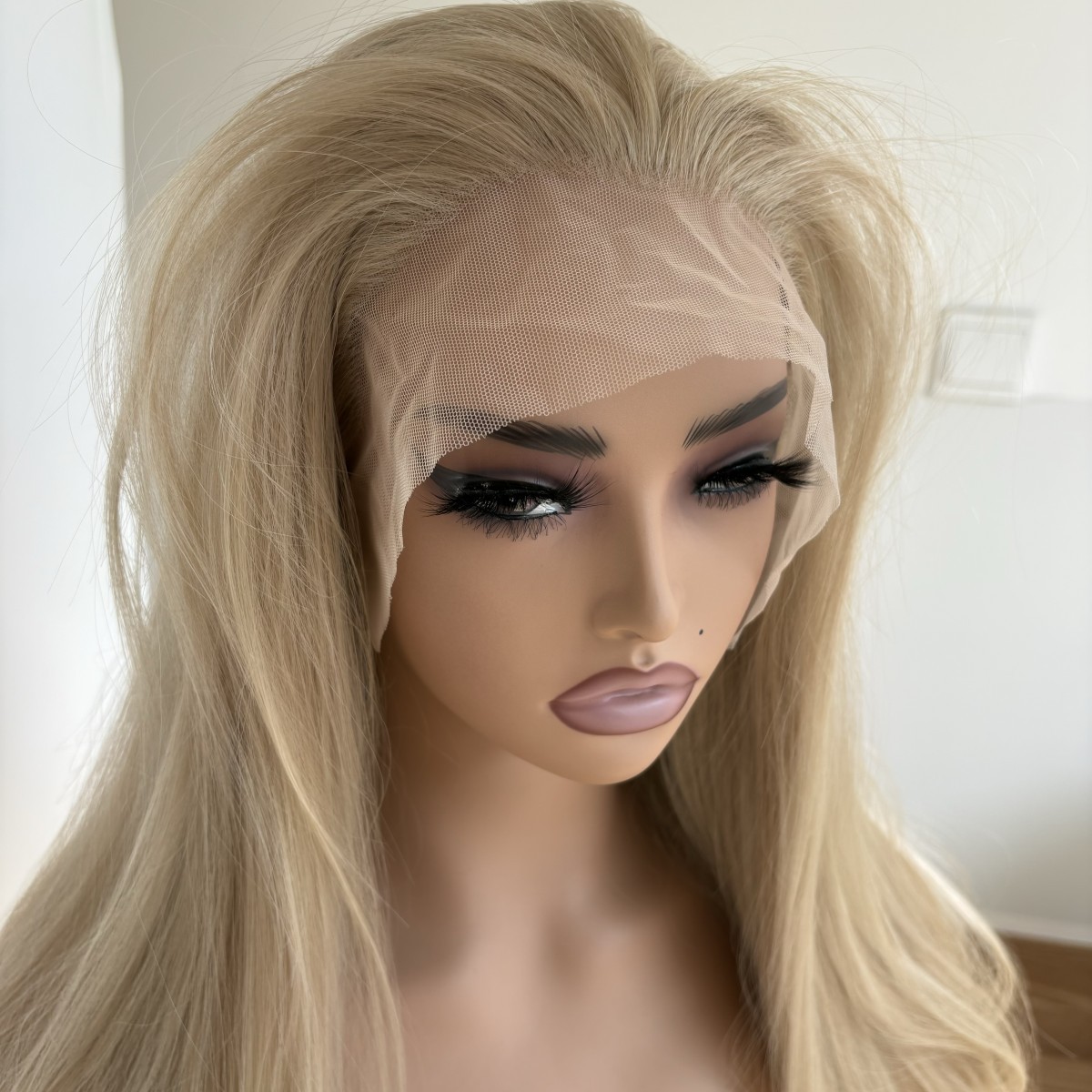 Natural Mixed Blonde Heat Resistant Hair Lace Front Wig Long Straight