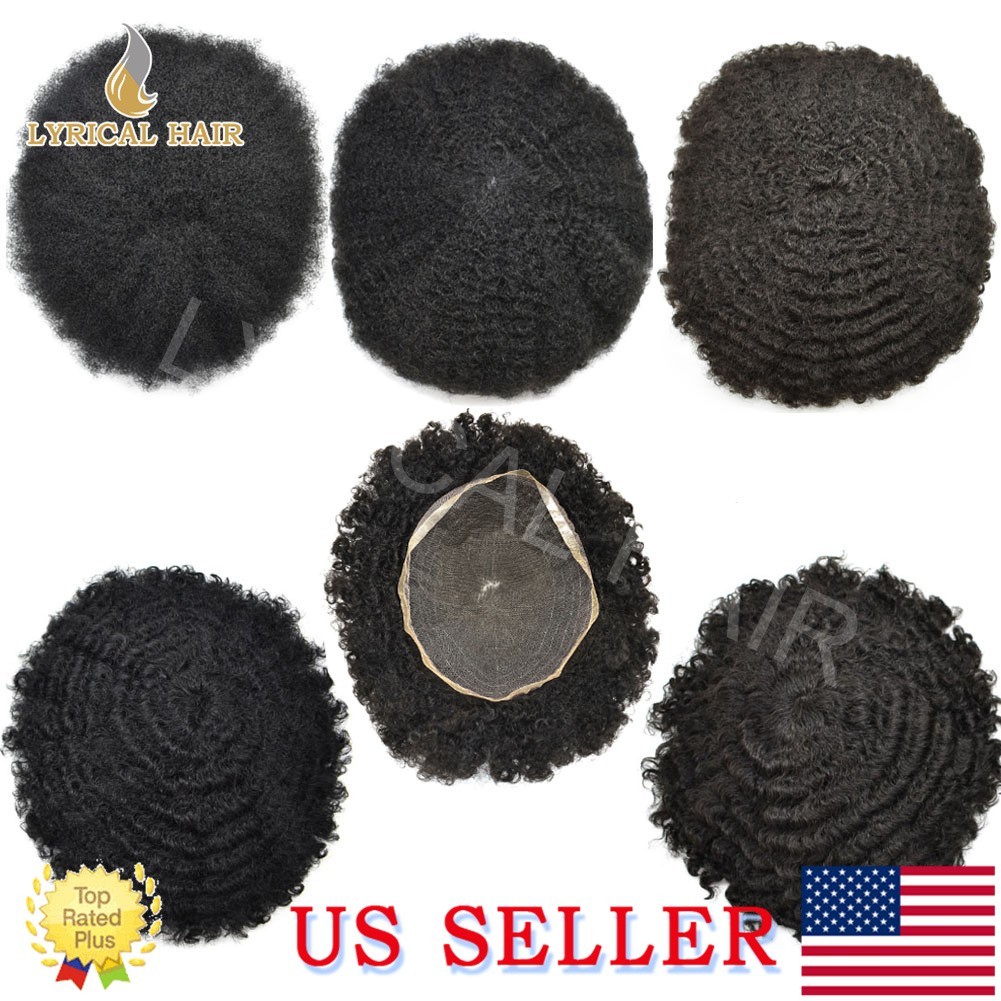 Lyrical Hair Afro Toupee For Black All Lace Curly Human Hair Replacement System
