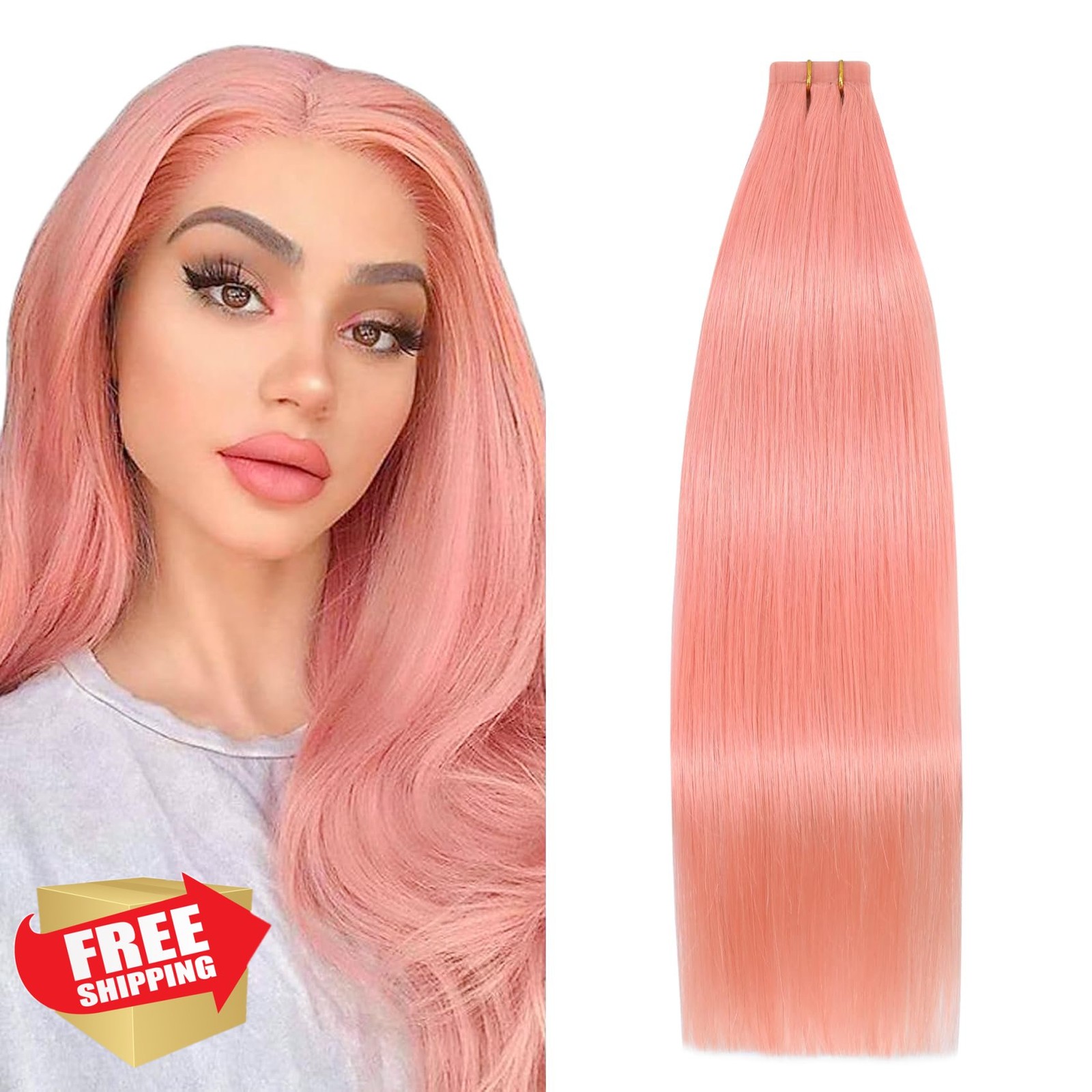 Aison #Pink 18 Inch Tape Hair Extensions
