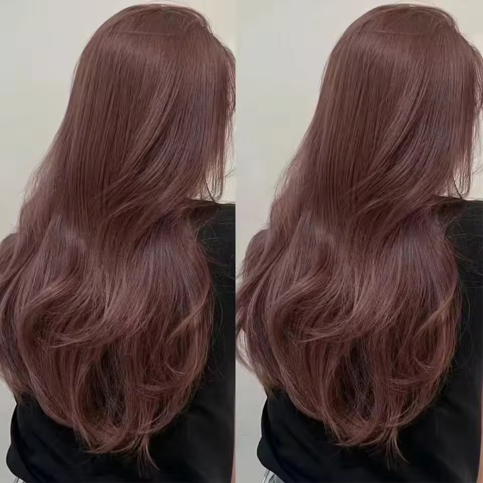 Women Caramel Pink Brown 100% Human Hair Straight Lace Front Wig 200% Density