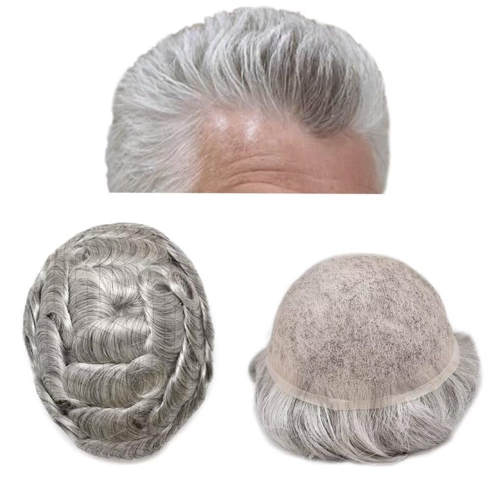 Natural Full French Lace Mens Toupee Hair Piece Replacement System for Mens Wig