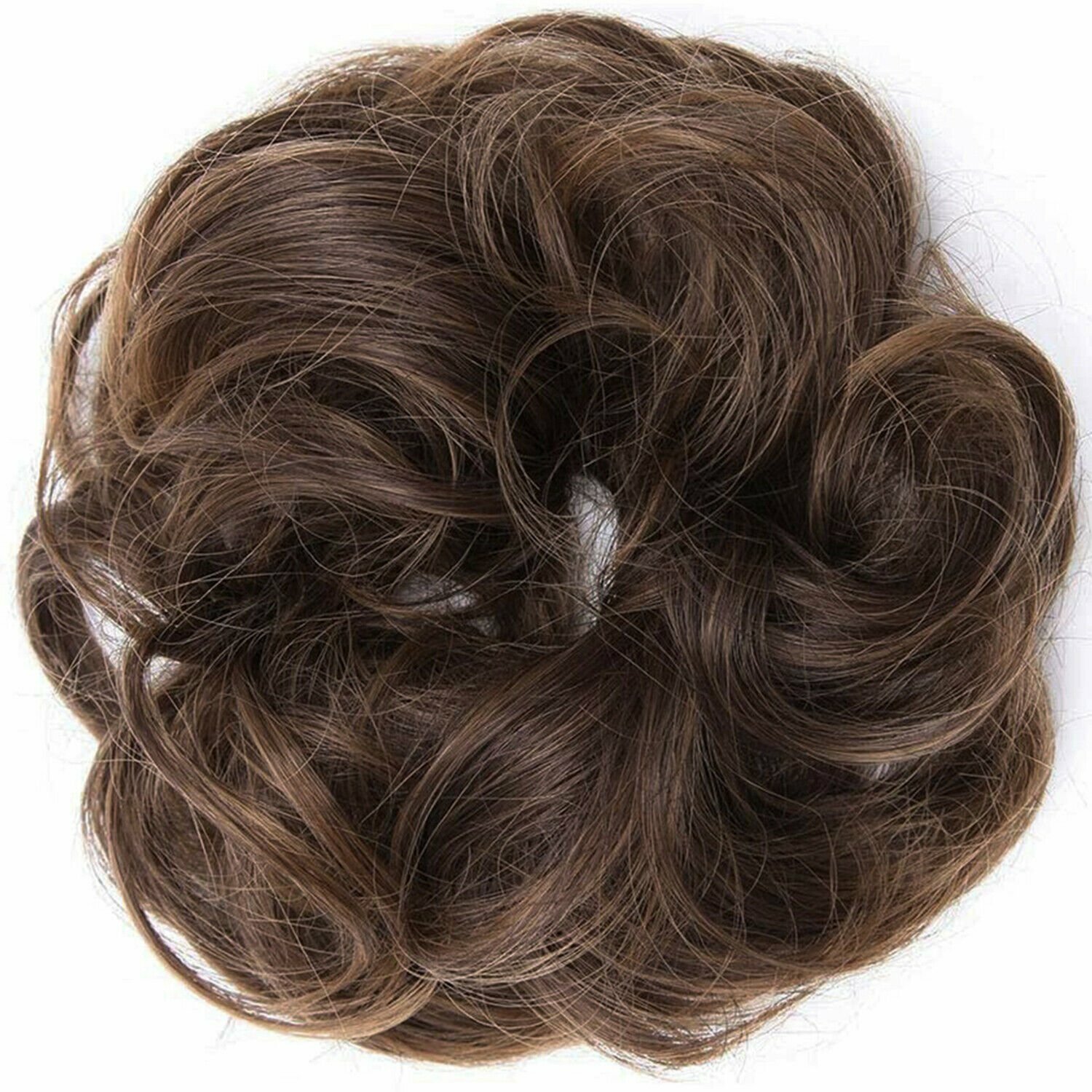 Messy Hair Bun Scrunchie Updo Hairpiece Extension – Brown – Funny Joke Gag Gift