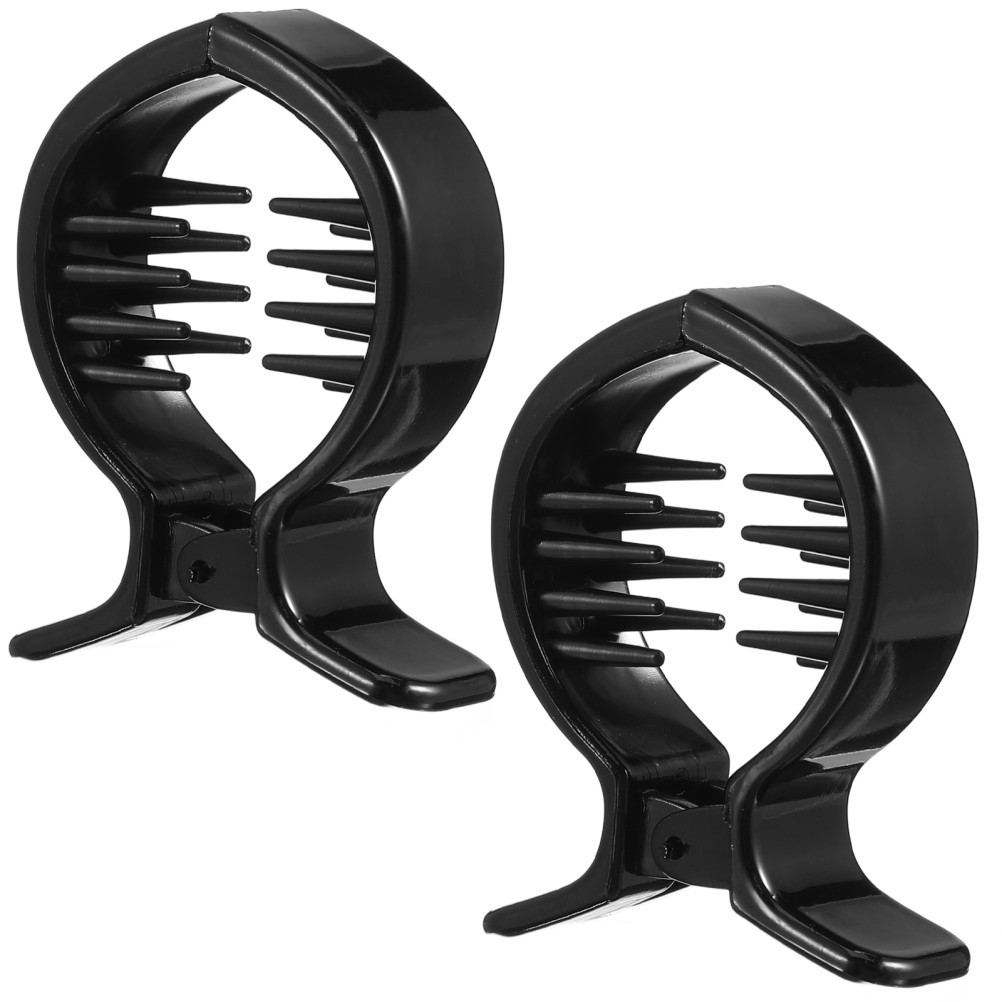 2Pcs Reusable Black Plastic Hair Bun Holder Claws for Thick Hair Ponytails
