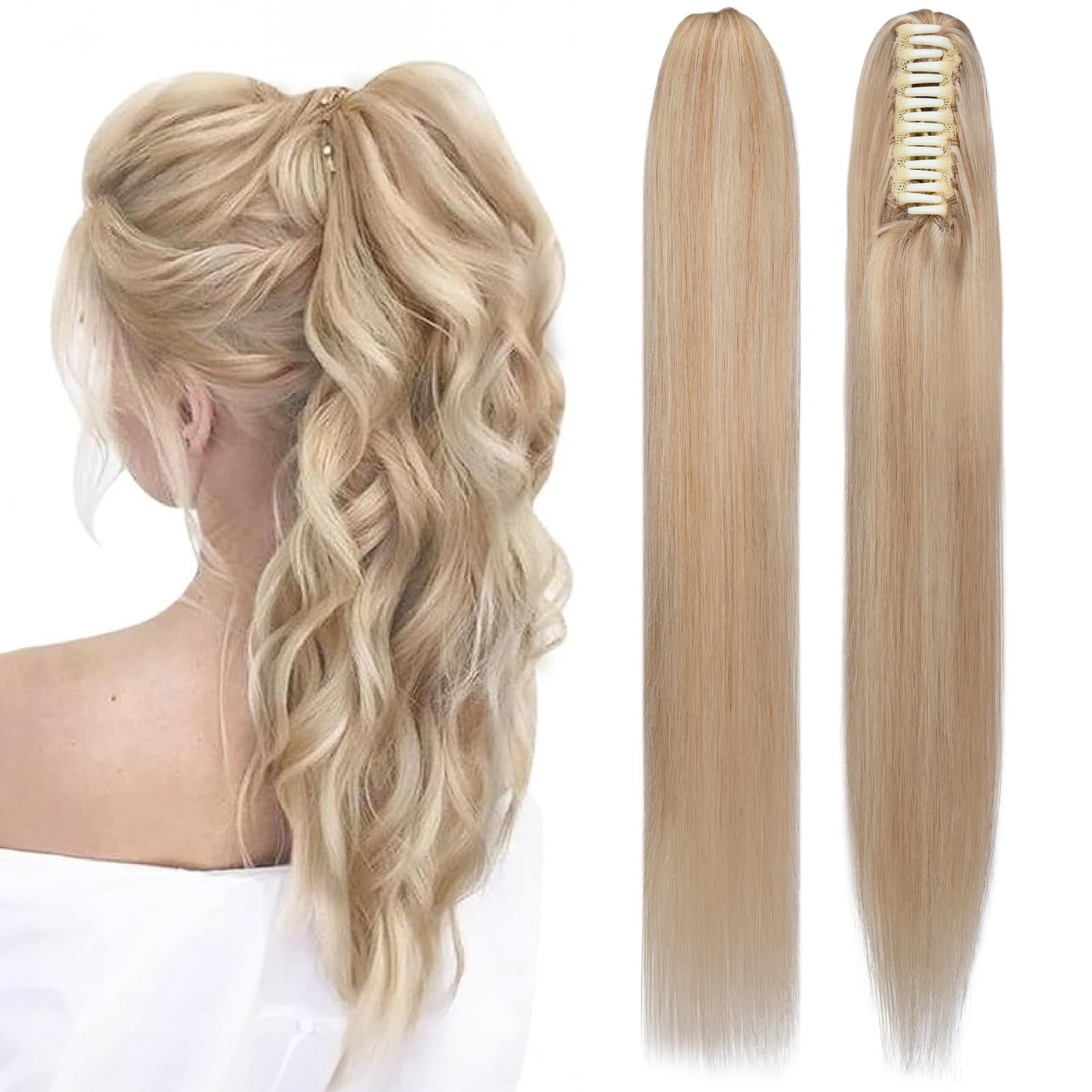 Tesshair Human Hair Ponytail Claw Clip Ponytail Extension Human Hair No 14 Inch