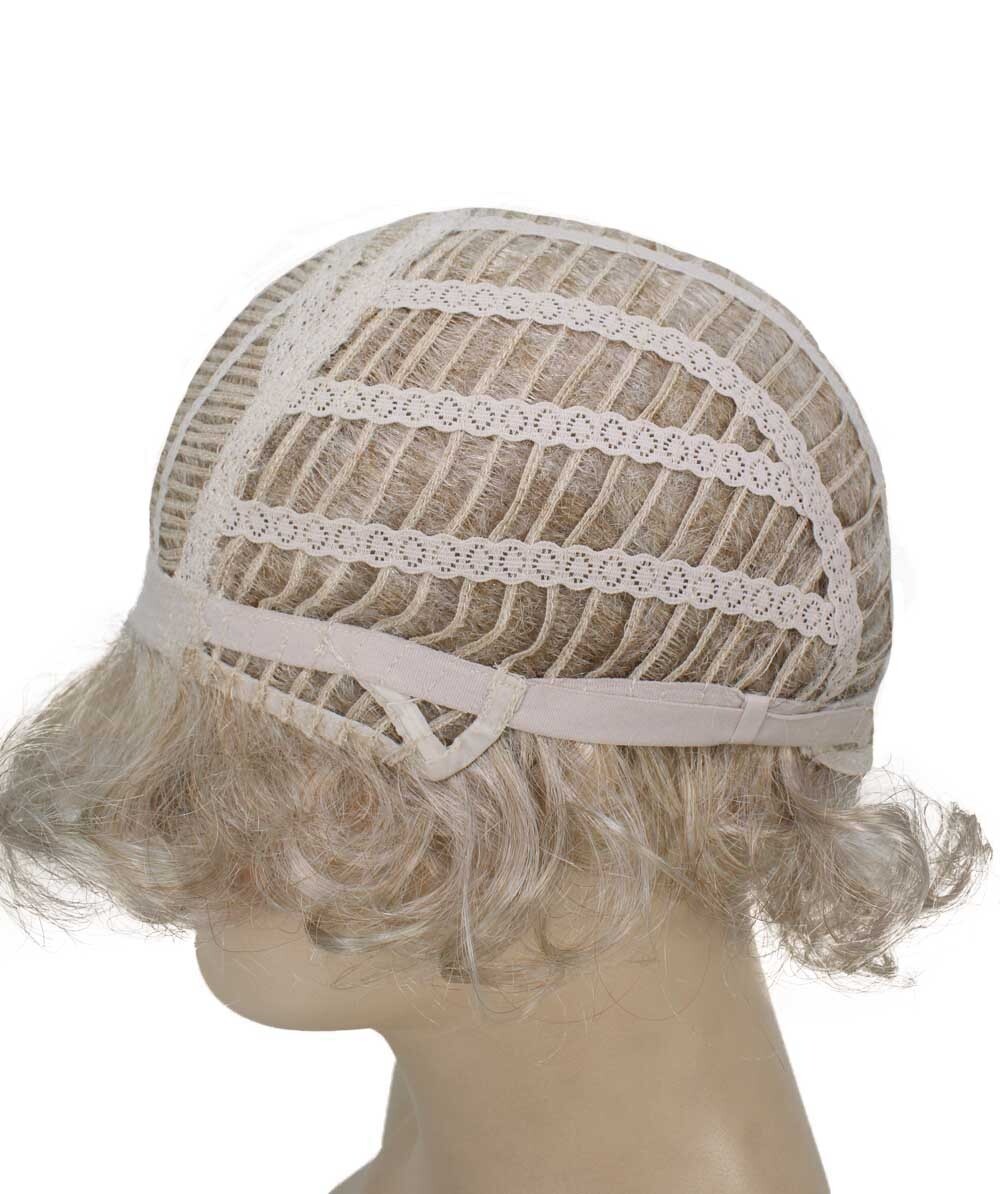 Monroe – Curly Kanekalon Synthetic Fiber Full Wig, 4 – 4.5 in, Light Silver Grey