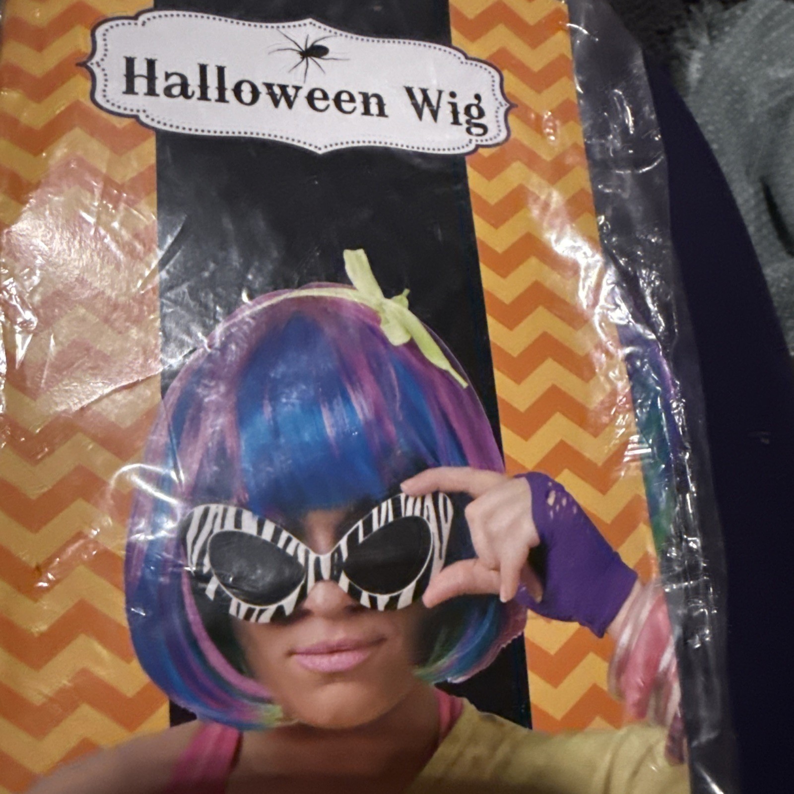 Women’s Short Wig Purple Blue Adult Size New