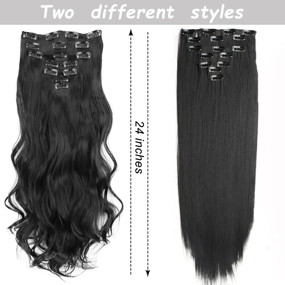 Natural Ombre Black Long Straight Heat Resistant Fake Hair Extension For Women