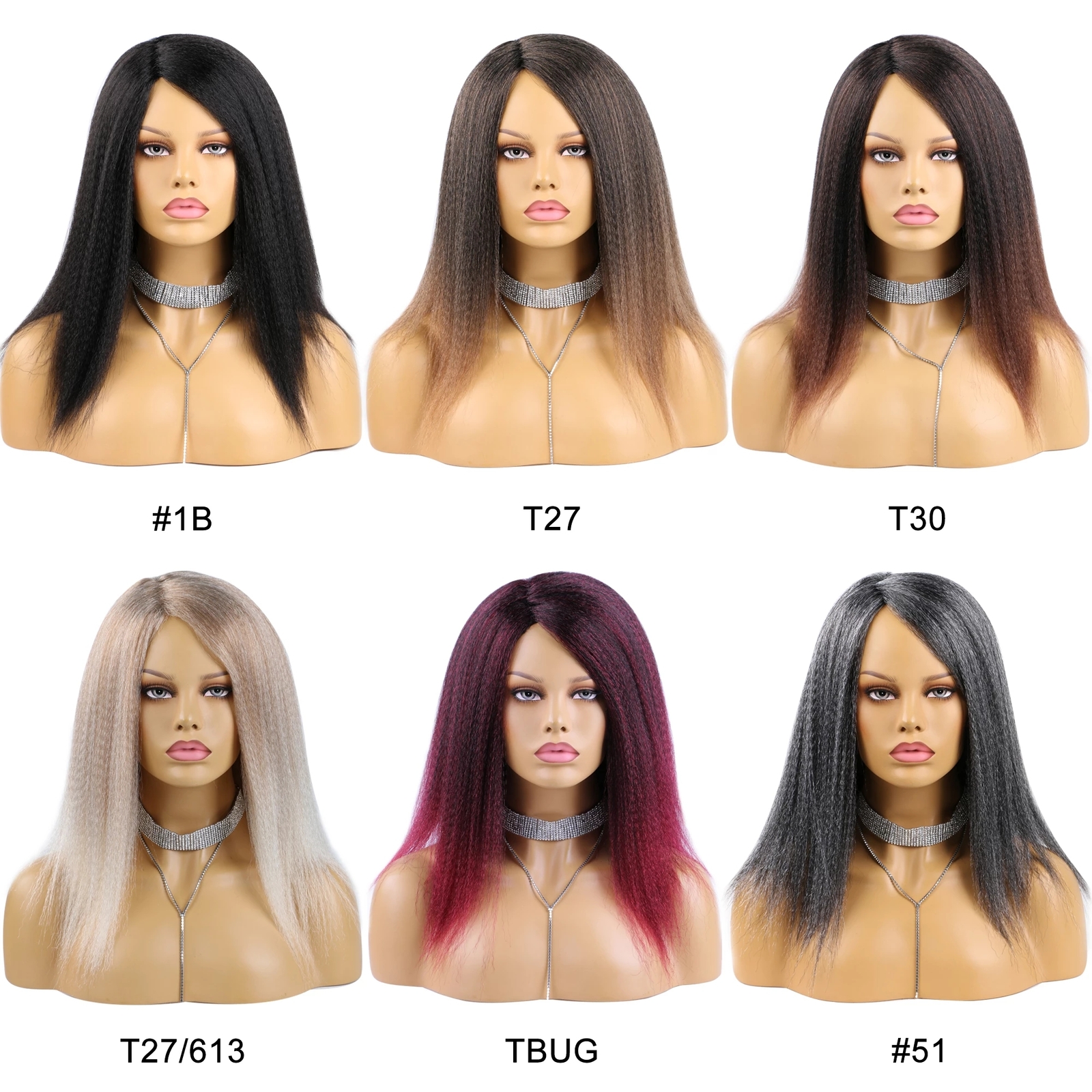 Synthetic Kinky Straight African YaKi Hair Dreadlock Curly Ombre Wig For Women