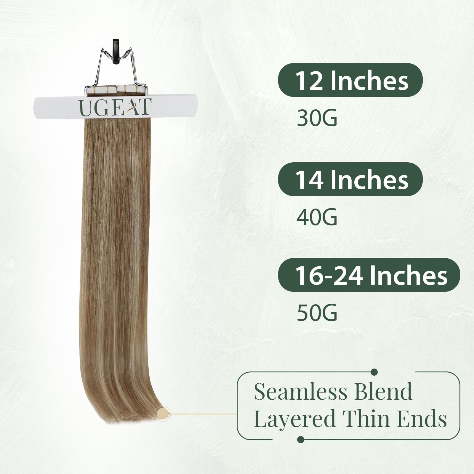 Tape in Human Hair Extensions 14 Inch 20Pcs 40G Light Brown Platinum Blonde