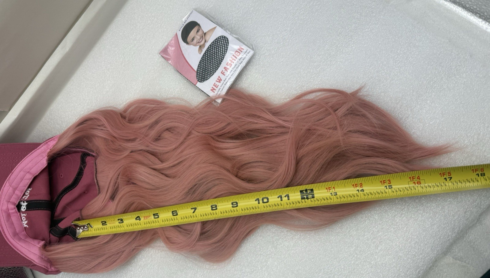 Baseball Cap Wig Pink Hat with Hair for Women Adjustable w/Heat Resistant *READ