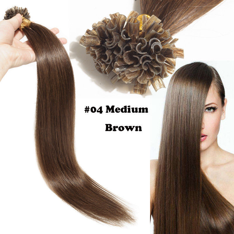 Keratin U Tip Human Hair Extensions Fusion Bonded Nail Tip DoubleDrawn Remy Hair