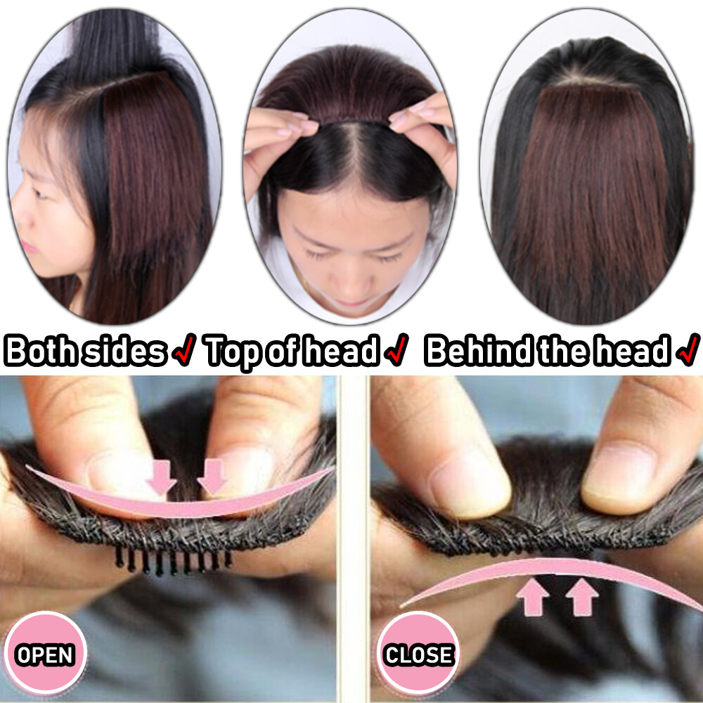 ONE PIECE Side Pads Clip In Real Remy Human Hair Topper Short Hair Extensions US