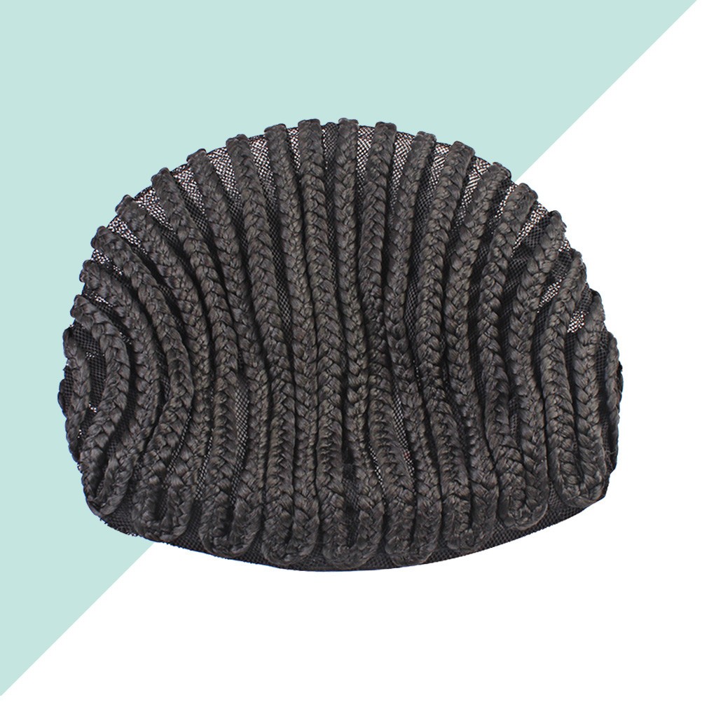 2Pcs Cornrow Wig Cap Black Elastic with Side Combs Comfortable for Sew-in Wigs