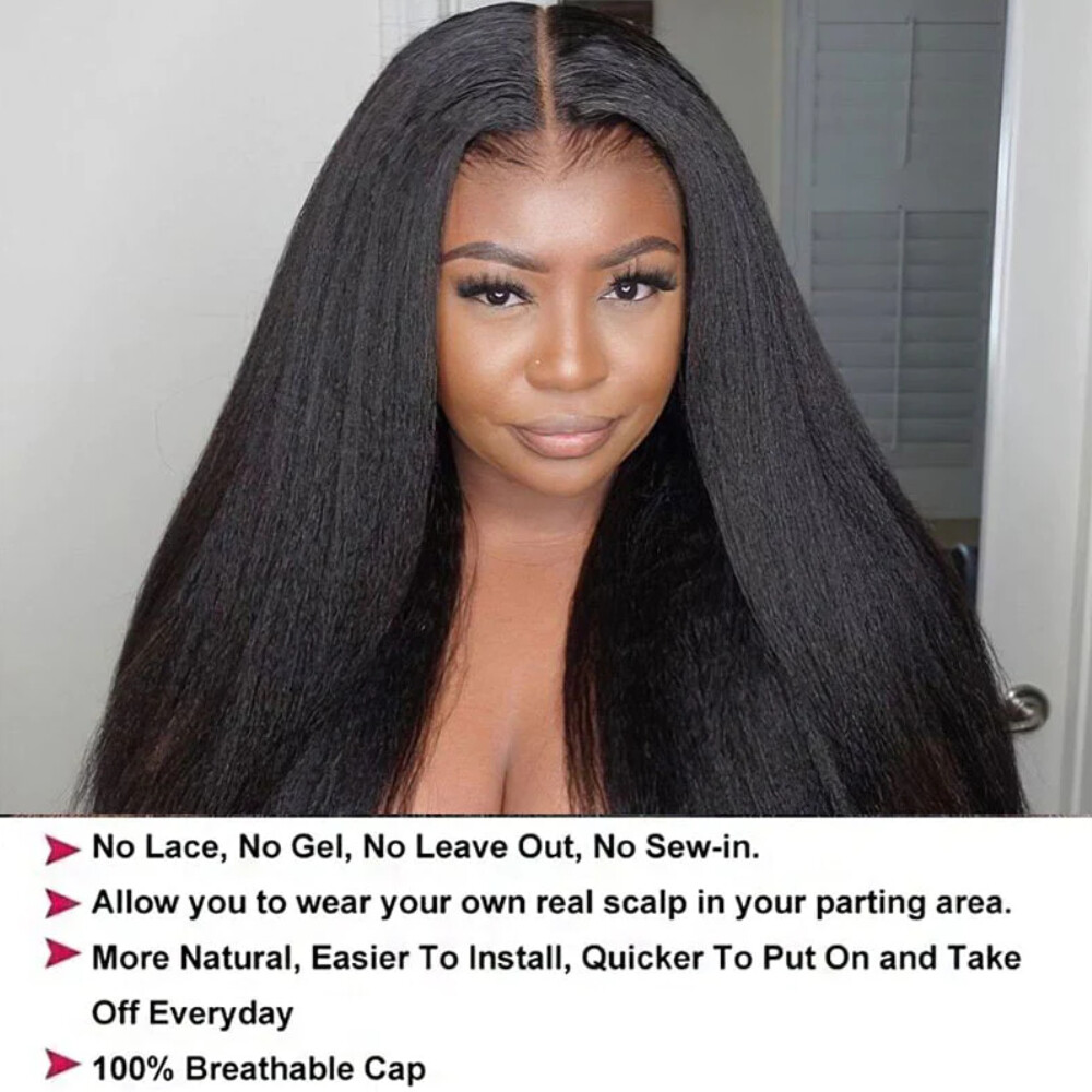 UNice Cambodian Yaki Straight V Part Human Hair Wigs Upgrade U Part Wig Glueless