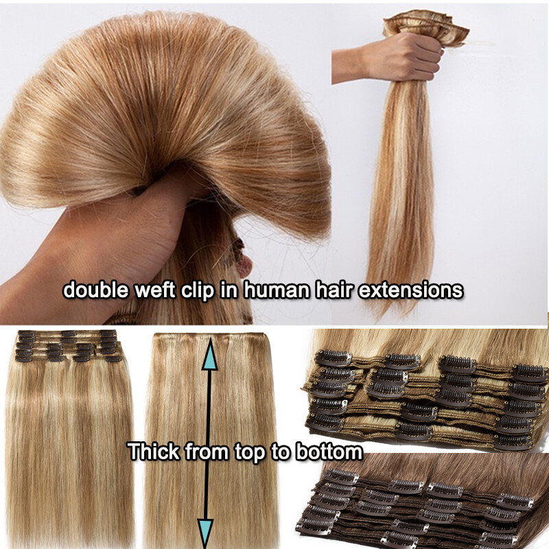 Long Straight Weave Clip In Remy Human Hair Extensions Full Head Thick 180g L85