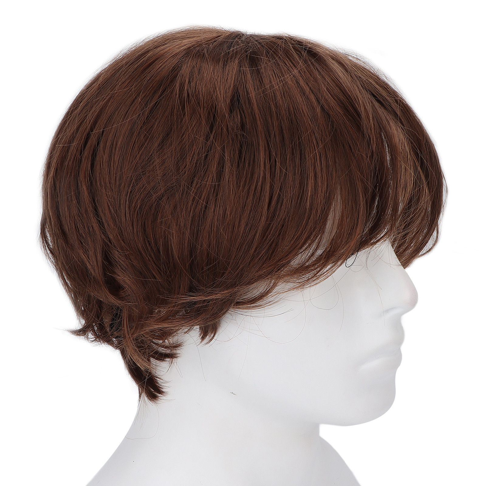 Men Short Light Brown Wig Male Short Straight False Hair Full Wig for Halloween