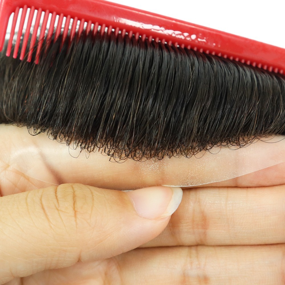 Toupee for Men Human Hair Replacement System Poly Skin Lace Center Hair Pieces