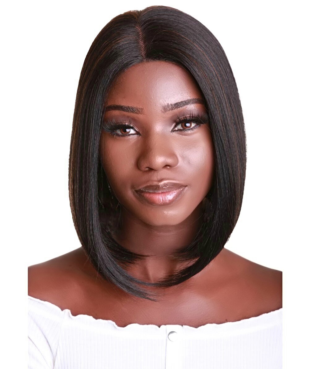 Keda Straight 9.5″ Long 4X4 Hand-Tied Lace Front Wig, Good Heat Resistant Fiber