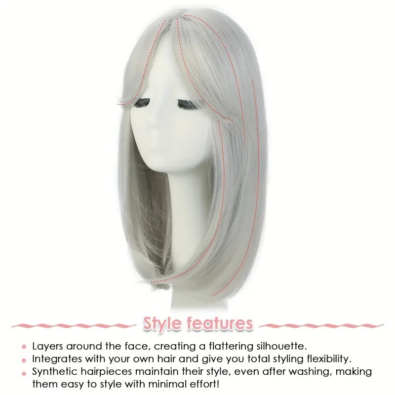 Side Part Bangs Top Hair Topper for Women Cover Gray Hair Thinning Hair