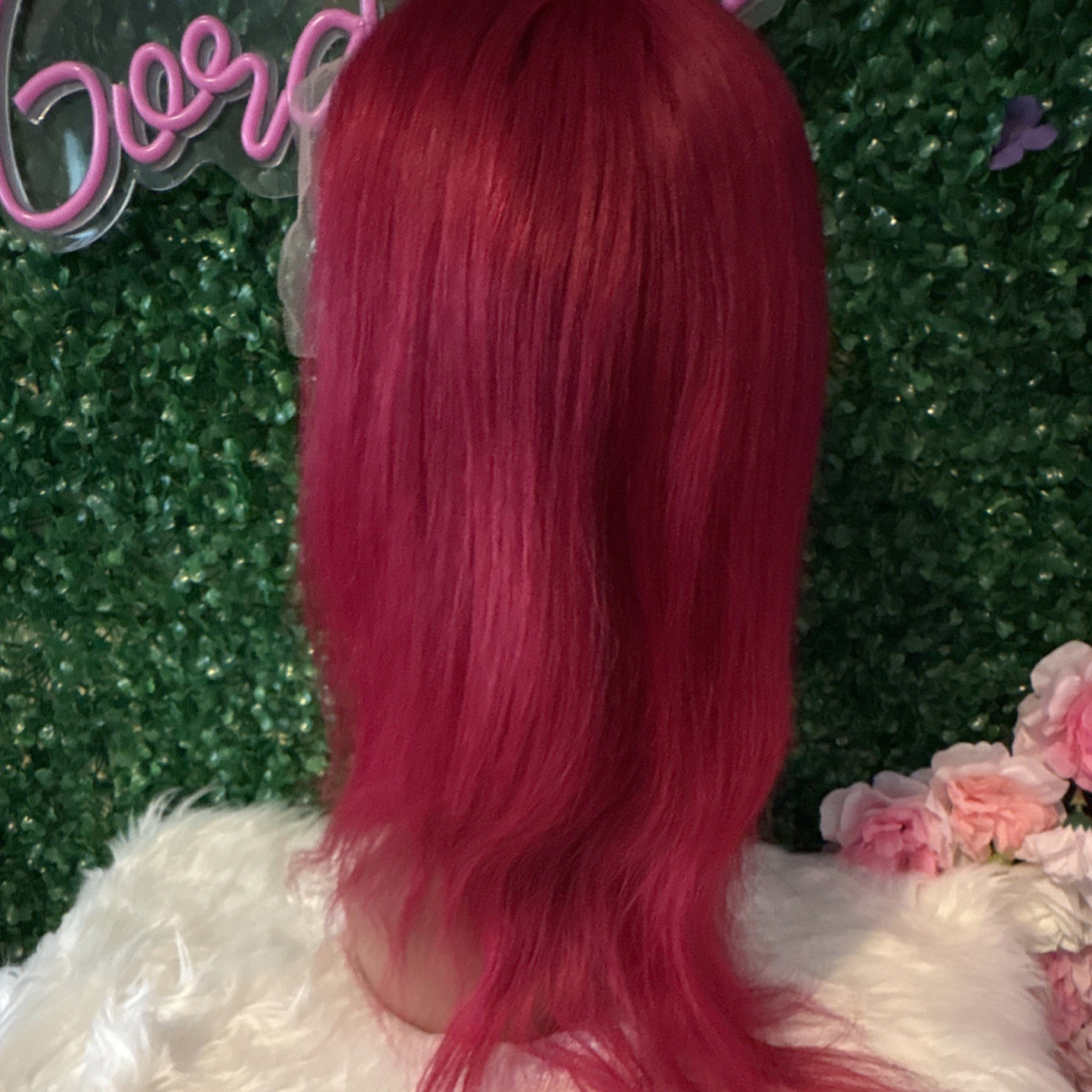 22” 13X6 burgundy human Hair Lace Front Wig Clip-In Colored Strap 180% density