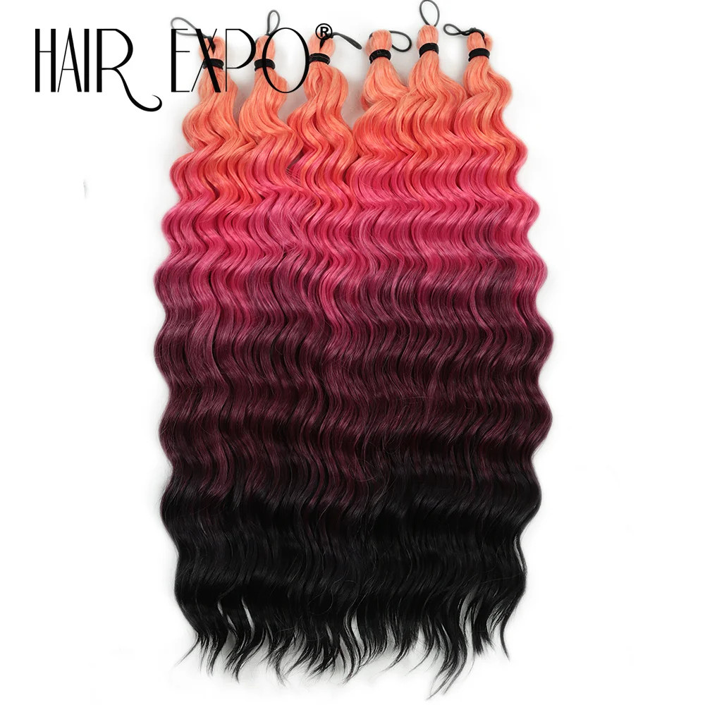18 Inch Deep Wave Twist Crochet Hair Synthetic Ombre Rainbow Color Afro Curls