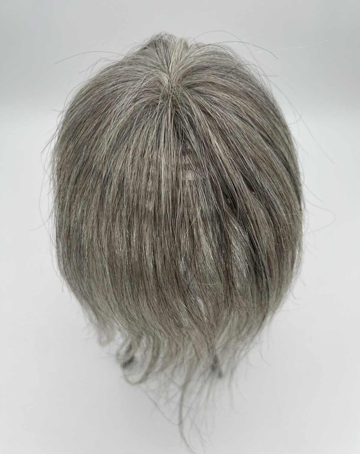 Gray Mixed Black 100% Real Human Hair 10in Clip In Wispy Bangs Hair Topper