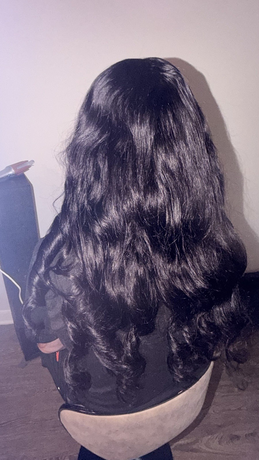 Black Human Hair Body Wave Long Lace Front Glueless Wig for Women Free-Part