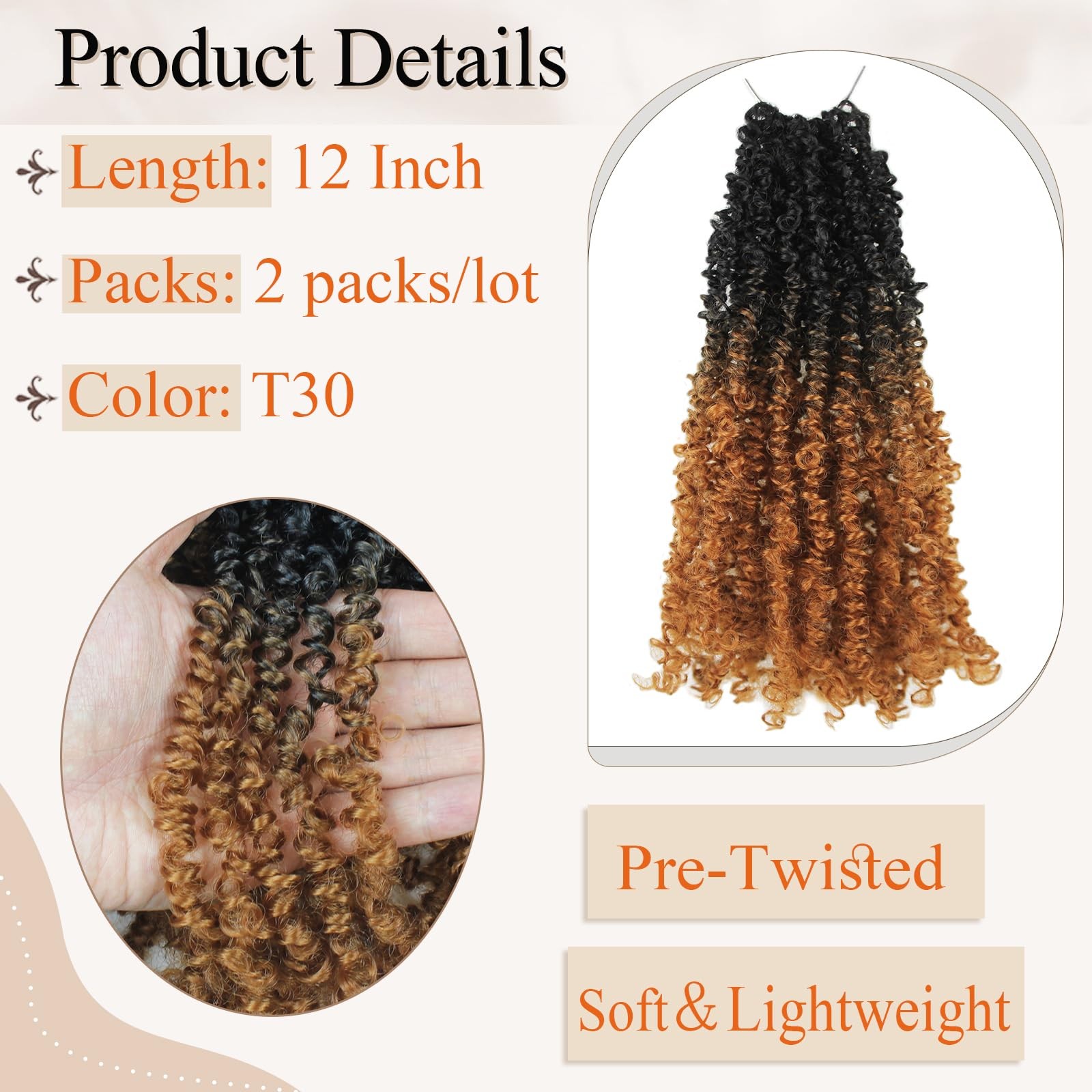 Haftaluv Yanky Twist Crochet Hair 12 Inch 2 Packs Pre Looped Mini Twist Yankee
