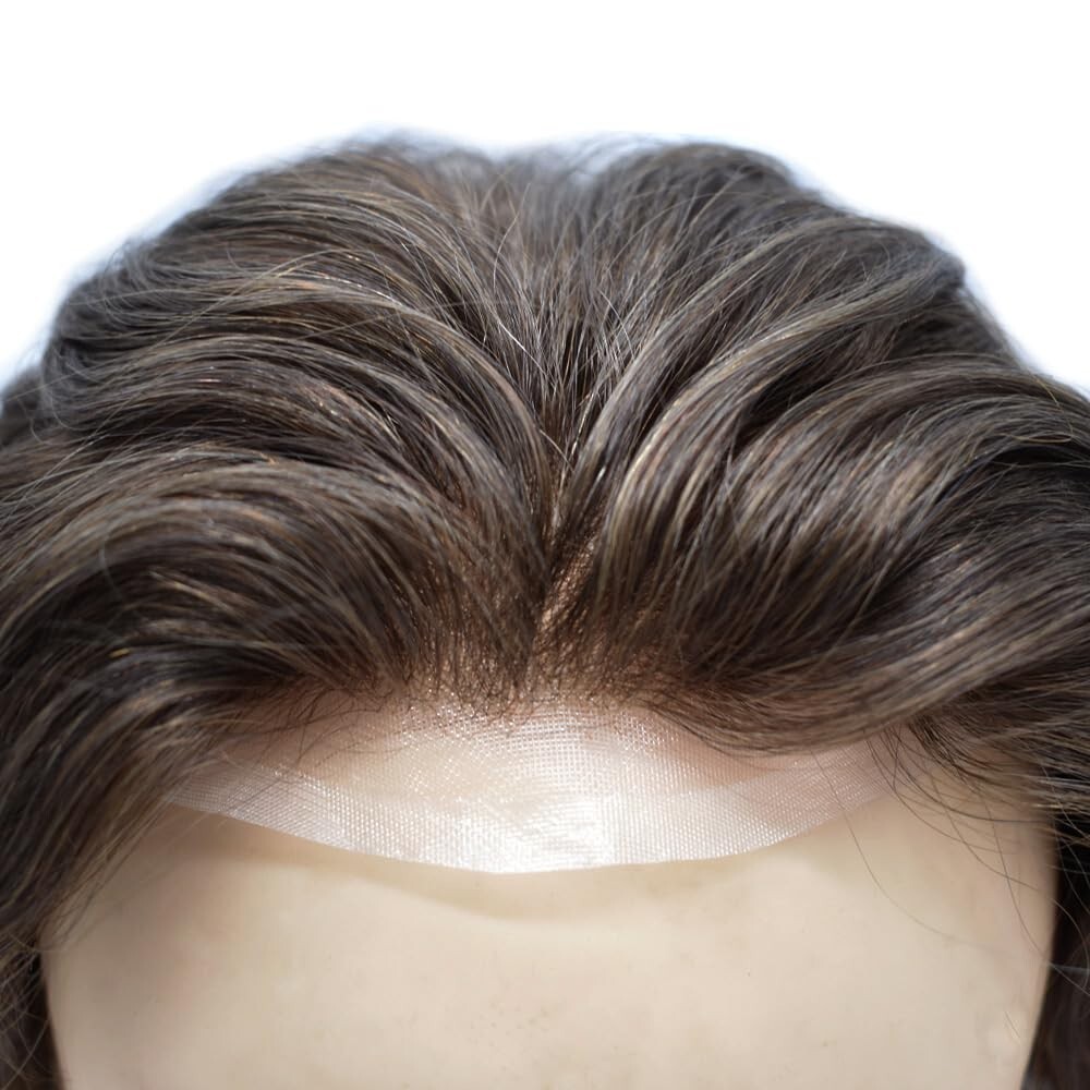 Men’s Toupee Lace Hair System – Fine Welded Lace – 2# DARKEST BROWN 100% Density