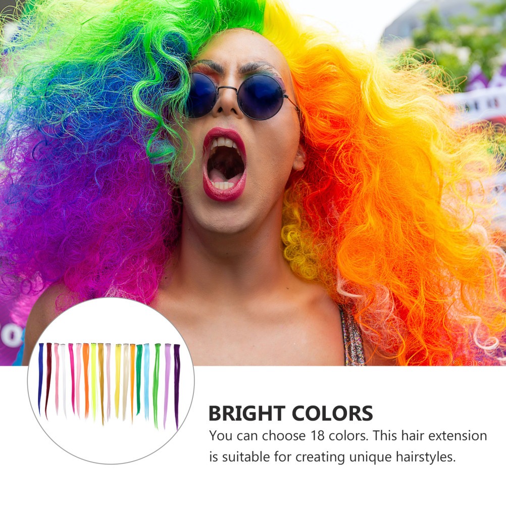 18 Pcs Mixed Color Hair Decorations One Piece Seamless Hair Pieces Long Hair