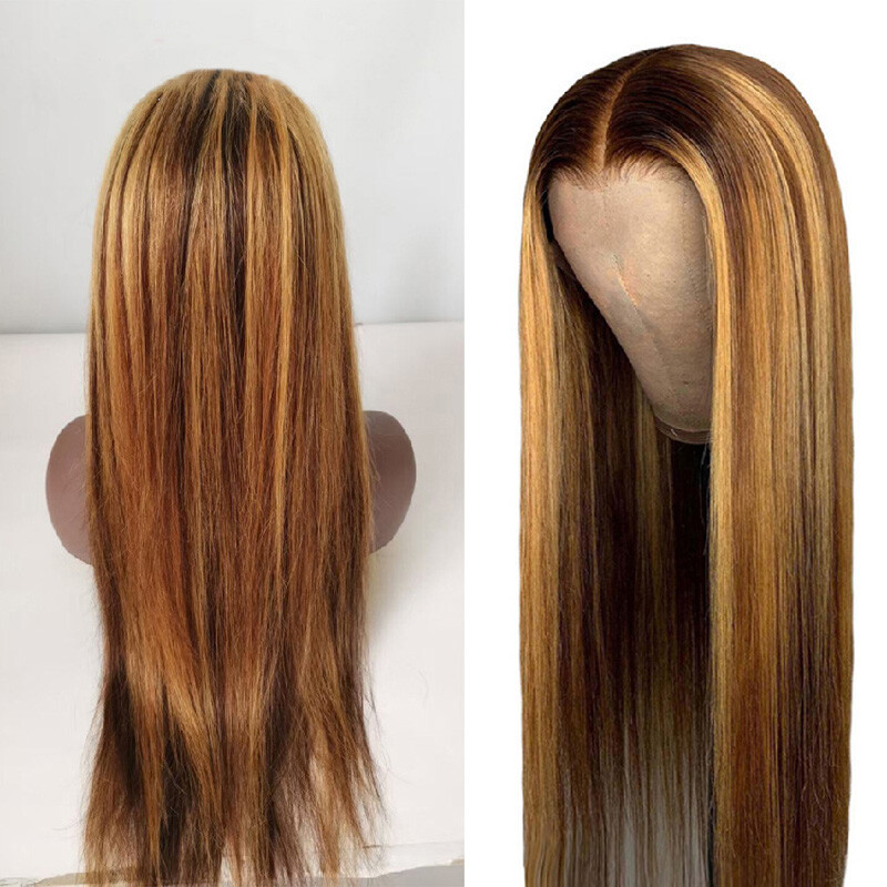 13*4 Lace Front Wig Brazilian 100% Human Hair P4/27 Silky Straight Body Wave