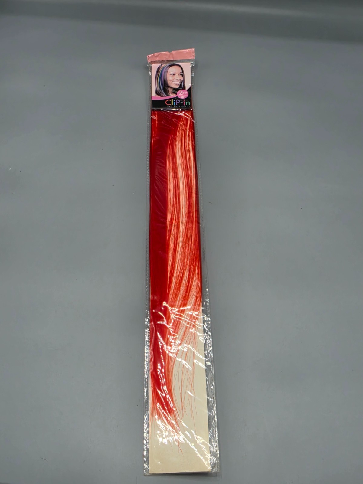18″ Straight Color Strip Clip‑In Synthetic Hair Extension – Red