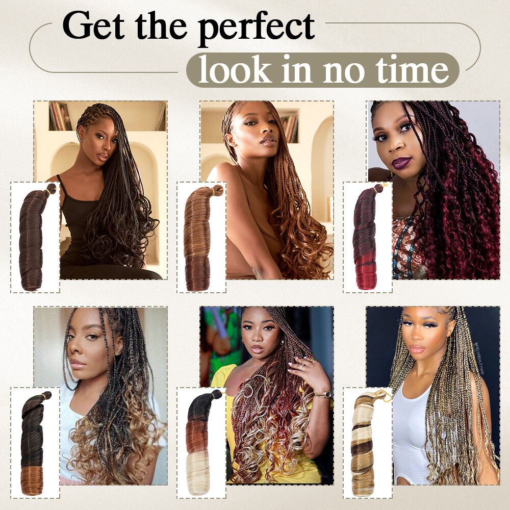 OMBRE Thick French Curl Loose Wave Braids Hair Pre-Stretched Crochet Extensions