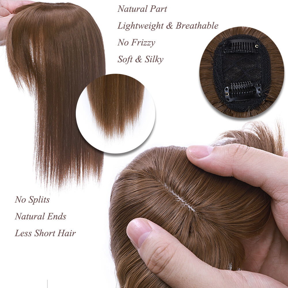 Topper Synthetic Hairpiece with Bangs Toupee Extension For Thinning Hair Woman