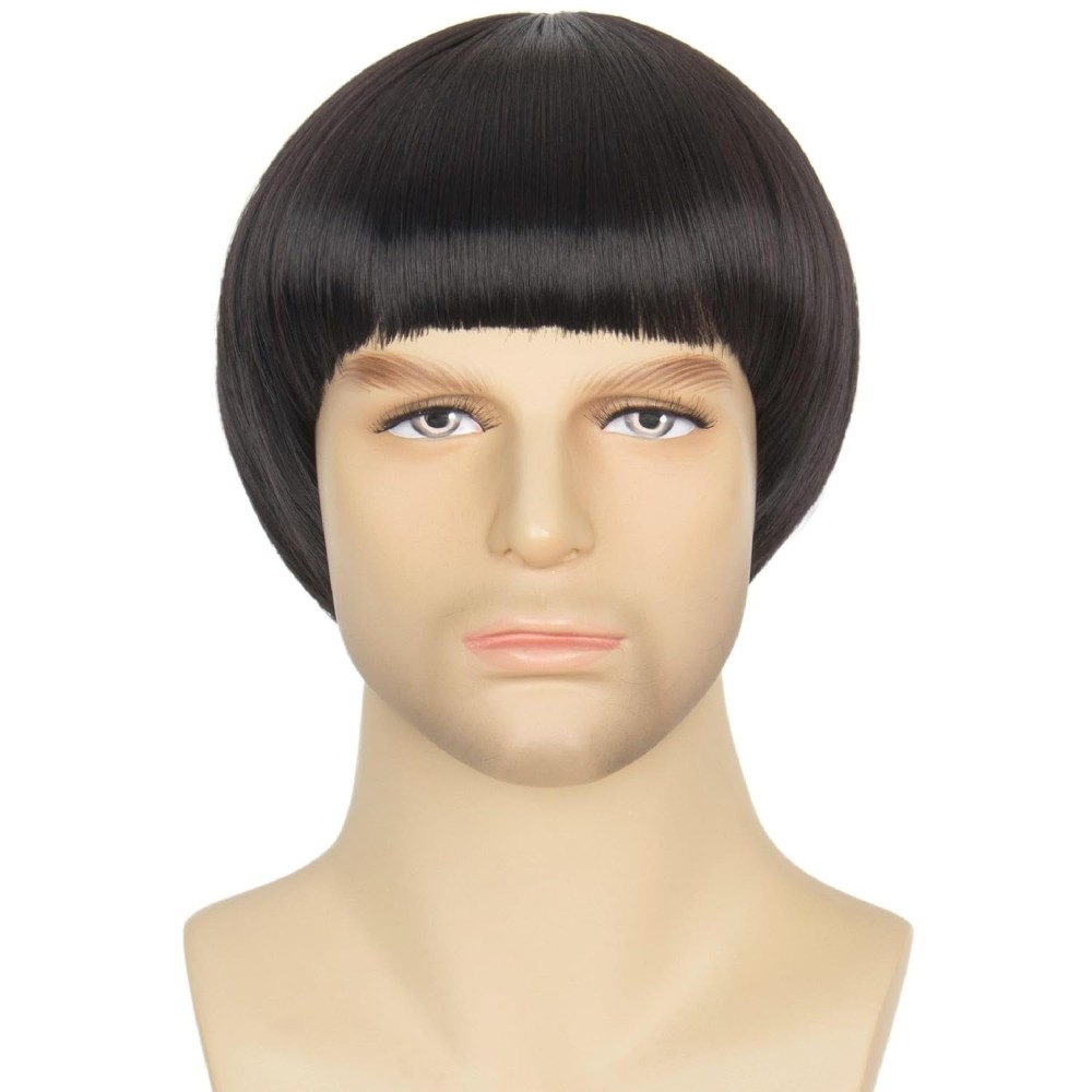 Lloyd Christmas Inspired Brown Bowl Cut Wig 90s Costume Heat Resistant for Men