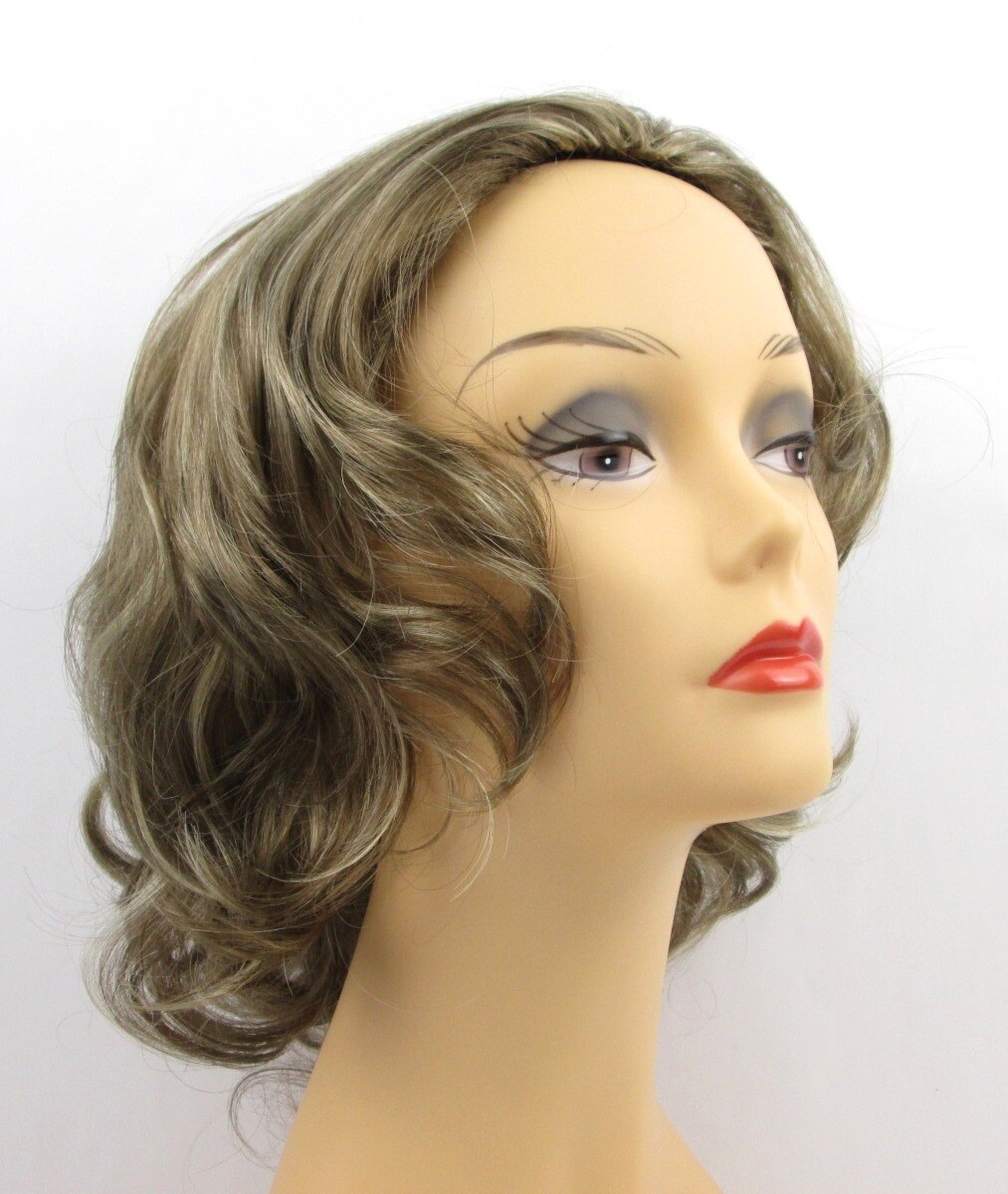 14″ MID-LENGTH WAVY 3/4 CAP CURLY FALL LAYERED HALF WIG HAIRPIECE COMB HEIDI