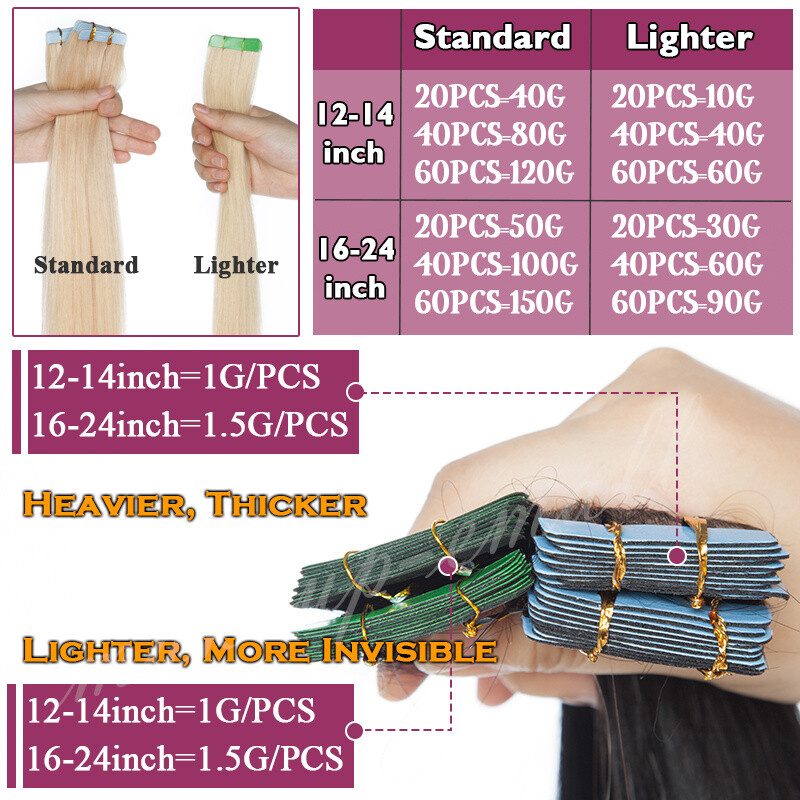 20PCS Brown Tape In 100% Real Human Hair Extensions Long Hair Mix Color 1.5g