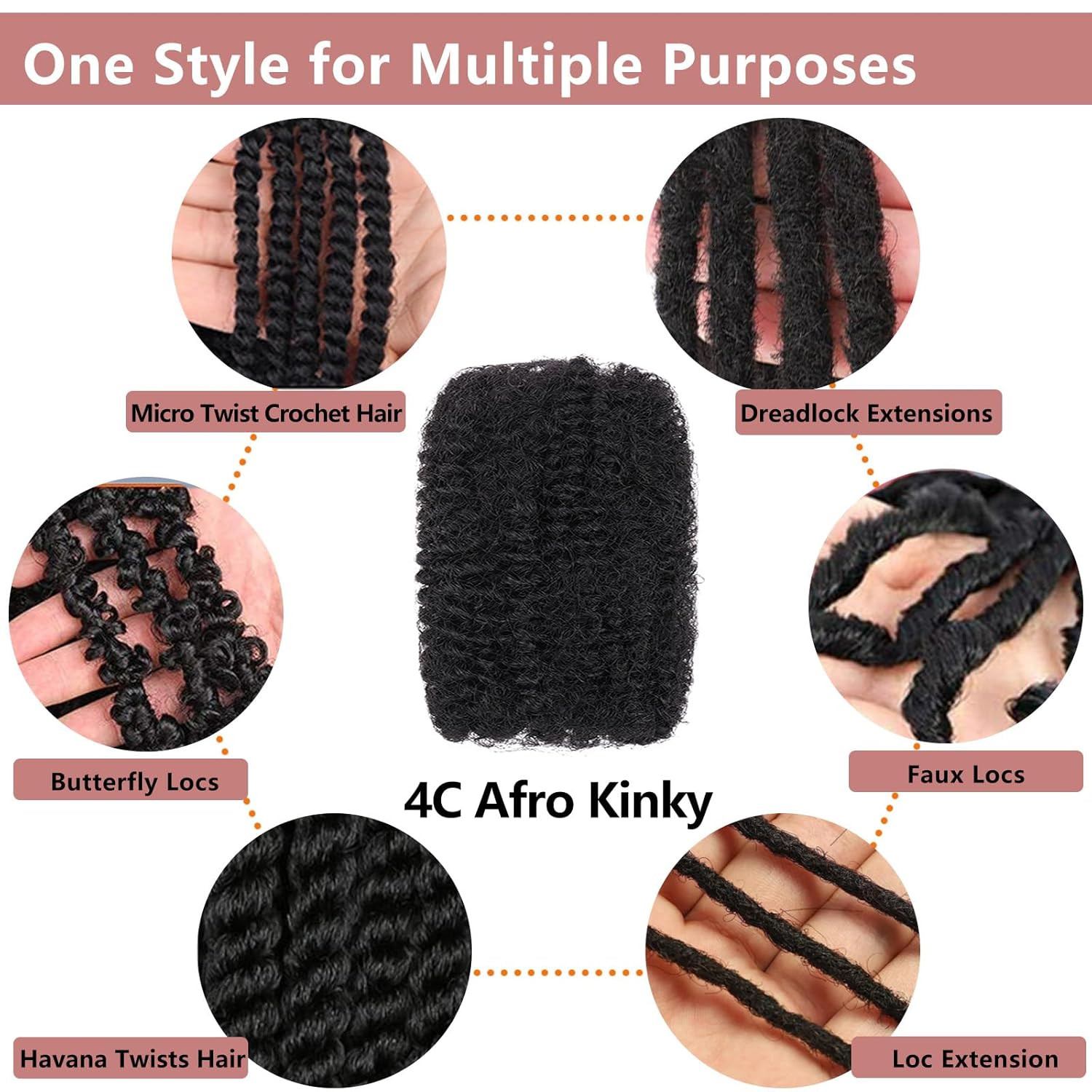 16 Inch 3 Bundles 90g Natural Black Afro Kinky Curly Braiding Bulk Hair For M…