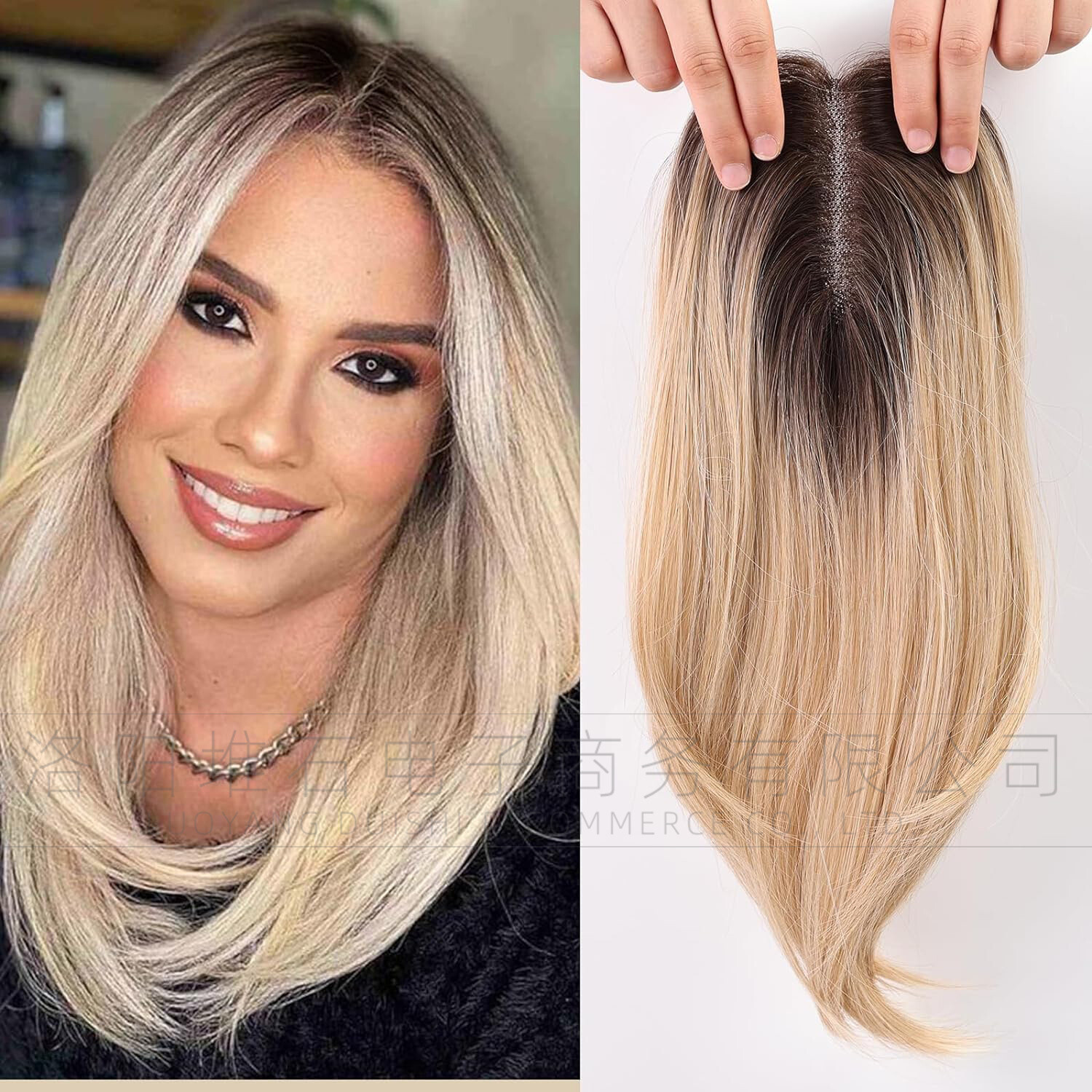 18 Inch Hair Toppers Synthetic Hair Toppers Hair Pieces Swiss Base with 3 Clips