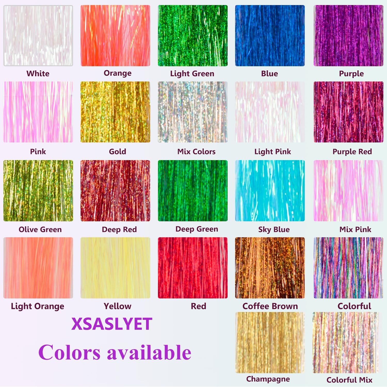 Hair Tinsel, Star Gold Tinsel Kit for Girls, 48 Inch,