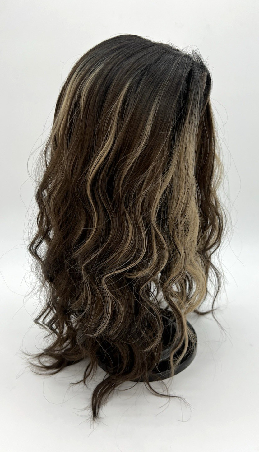 Dark Brown Mixed Blonde Long Wavy 18in Women Premium Hair Wig