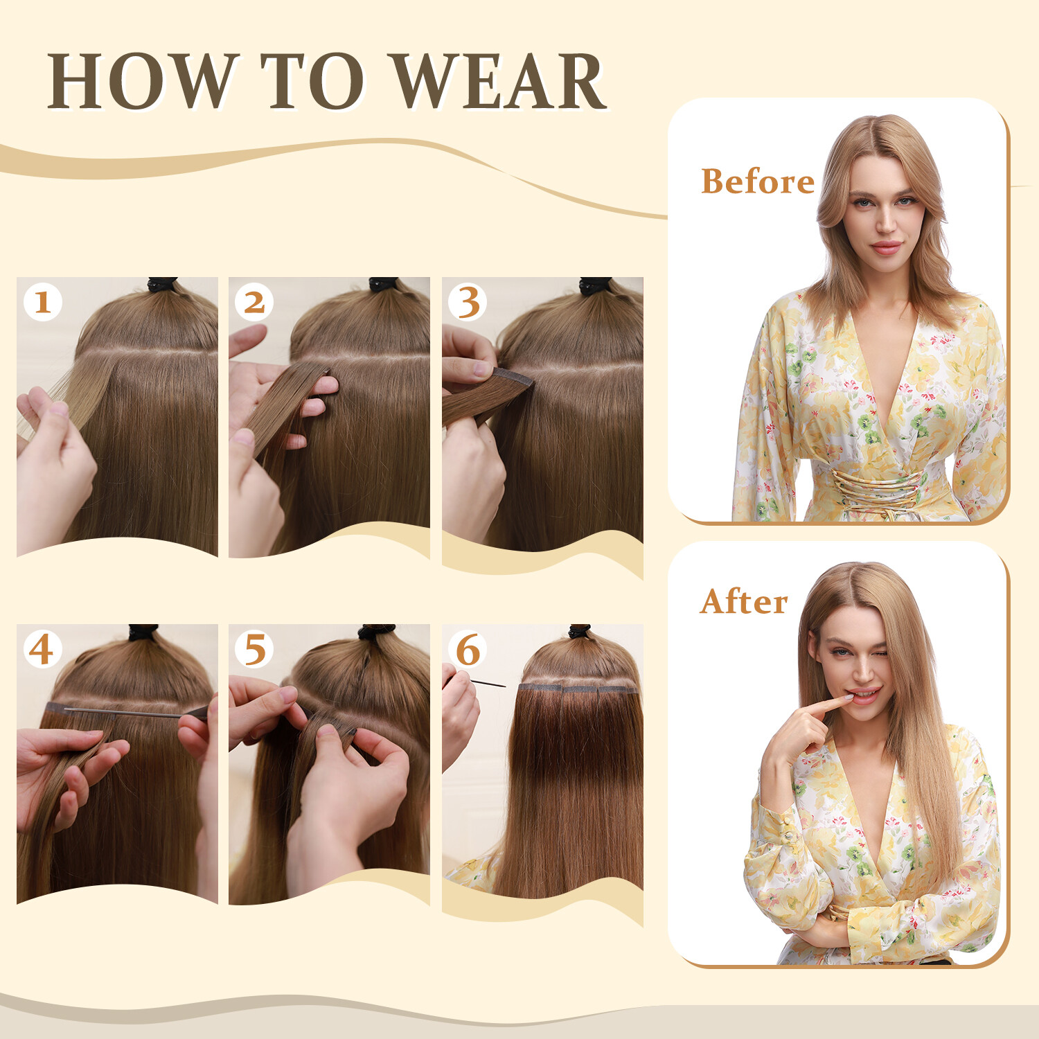 10/20/40/60PCS Tape In Real Remy Human Hair Extensions THICK Full Head Skin Weft