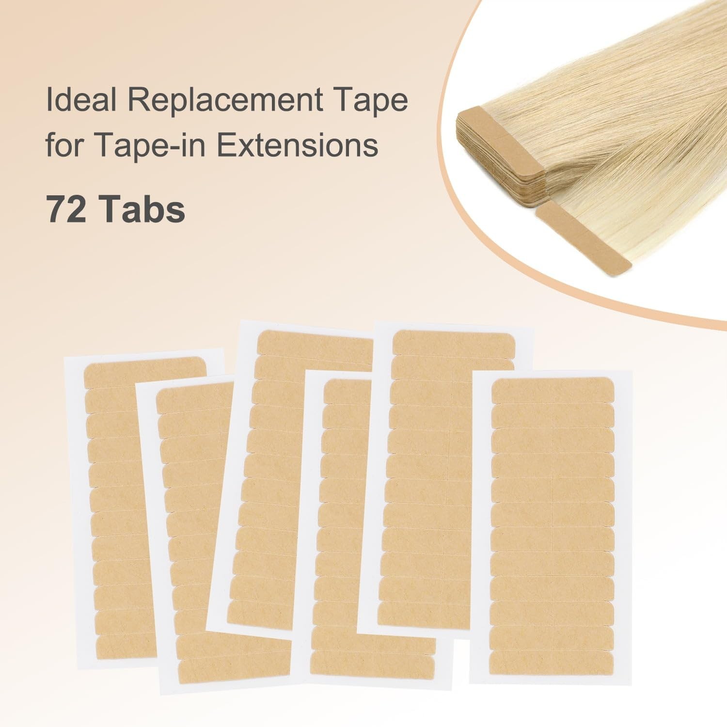 Invisible Hair Extension Adhesive Tape – Easy Application, Residue-Free, 72 Tabs