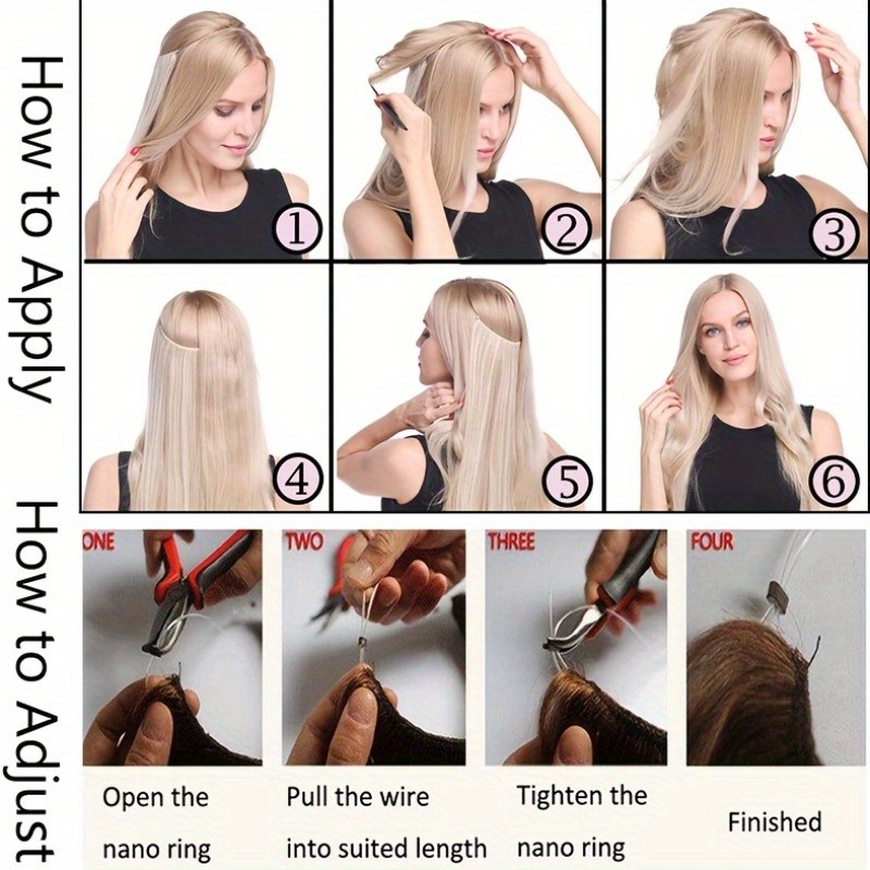 One Piece Hidden Invisible Wire In Hair Extensions Natural as Human & Nano Ring