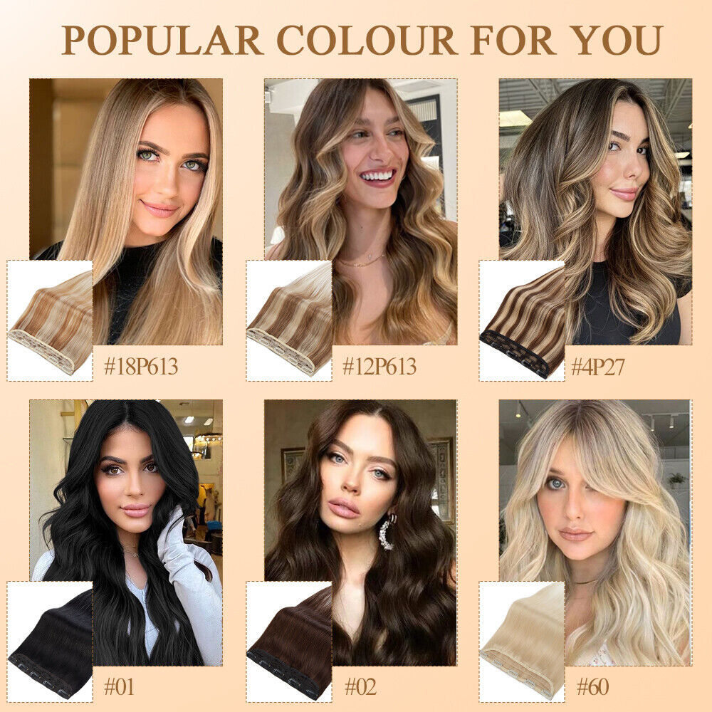 CLEARANCE One Piece Clip in Wavy Curly 100% Remy Human Hair Extensions Remy 24″