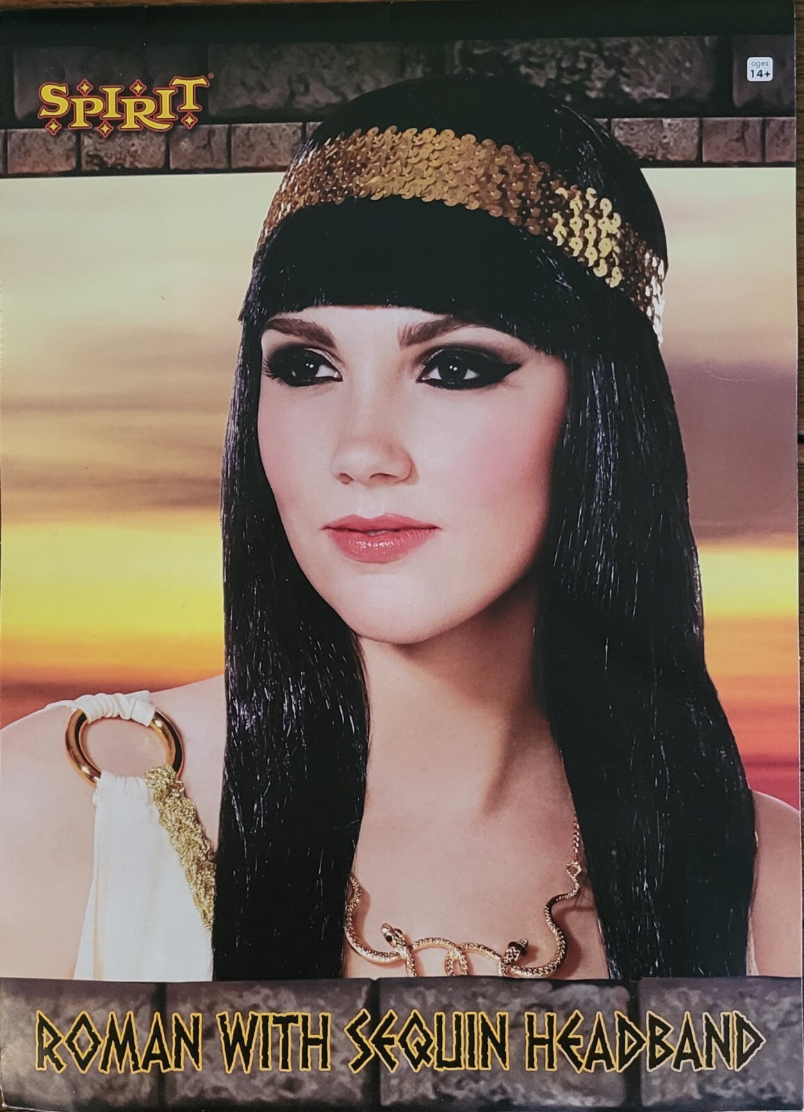 Spirit Halloween Roman Black Wig with Sequin Headband