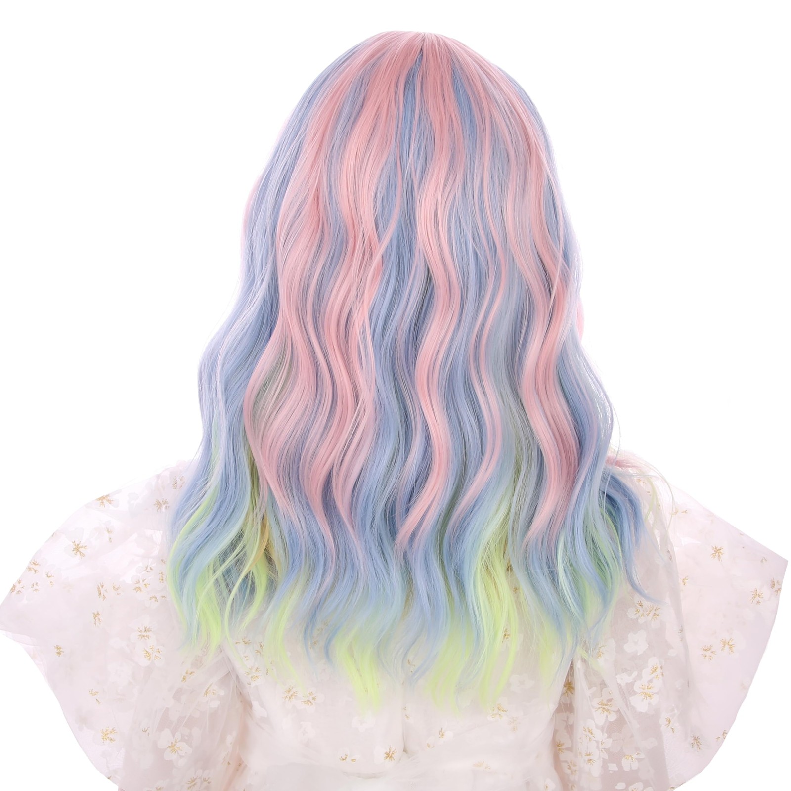 Edivd Rainbow Wig For Kids Short Colorful Wavy Curly Wig Air Bangs Heat