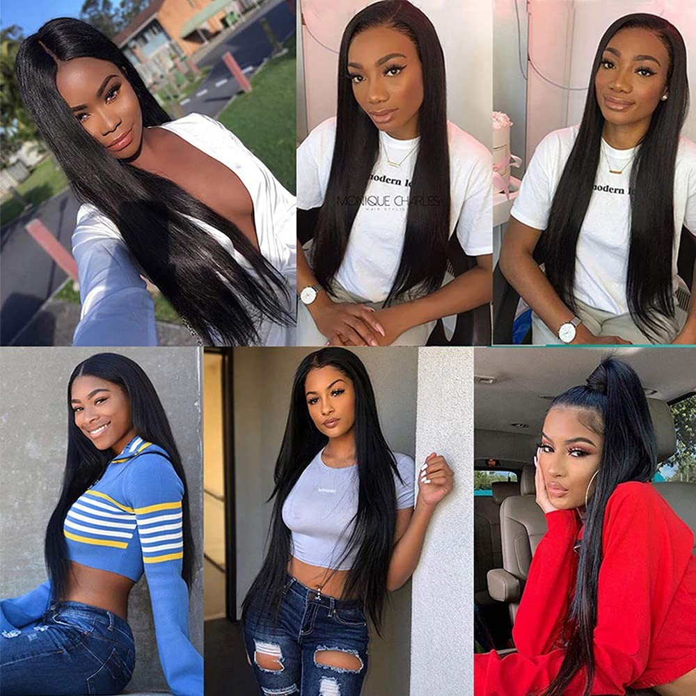 Gtaiireu Human Hair Bundles Straight Bundles 28 28 28 Inch 1B Natural Color