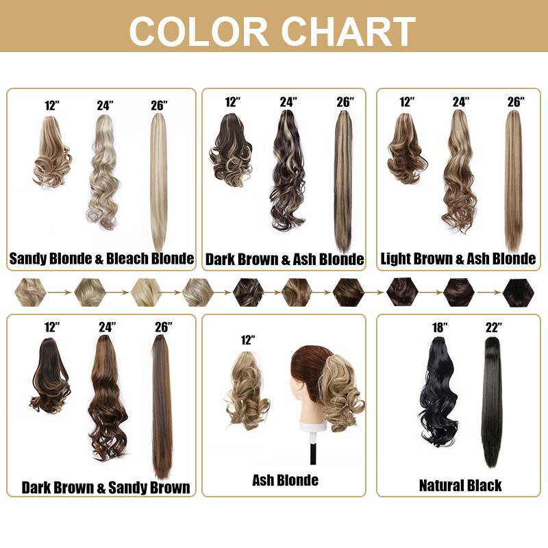 Blonde Curly Ponytail Claw Clip In Hair Extensions Pony Tail Hair-Piece As Human