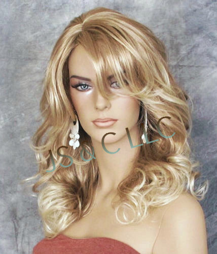 Strawberry Blonde mix Big Curly Wavy Glamorous New Wig w Bangs BL 27-613